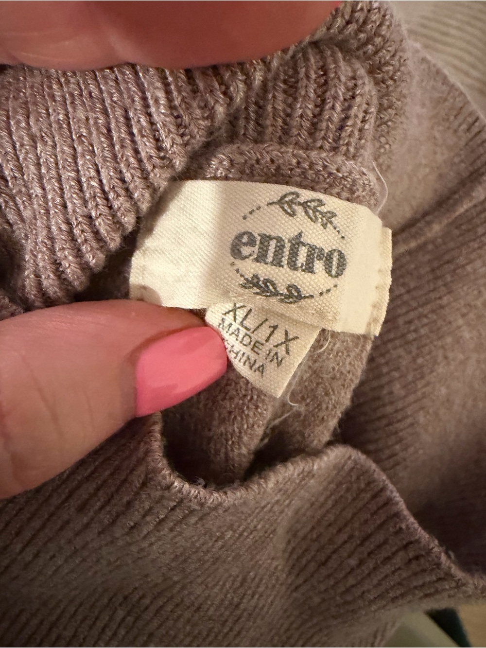 entro Taupe Cowl Neck Sweater